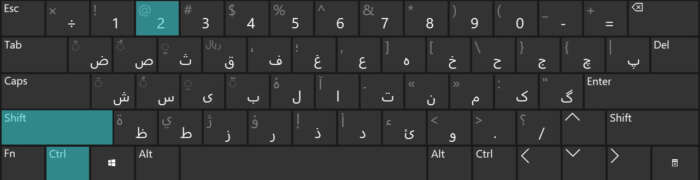 نیم فاصله در ویندوز Shift+Crtl+2